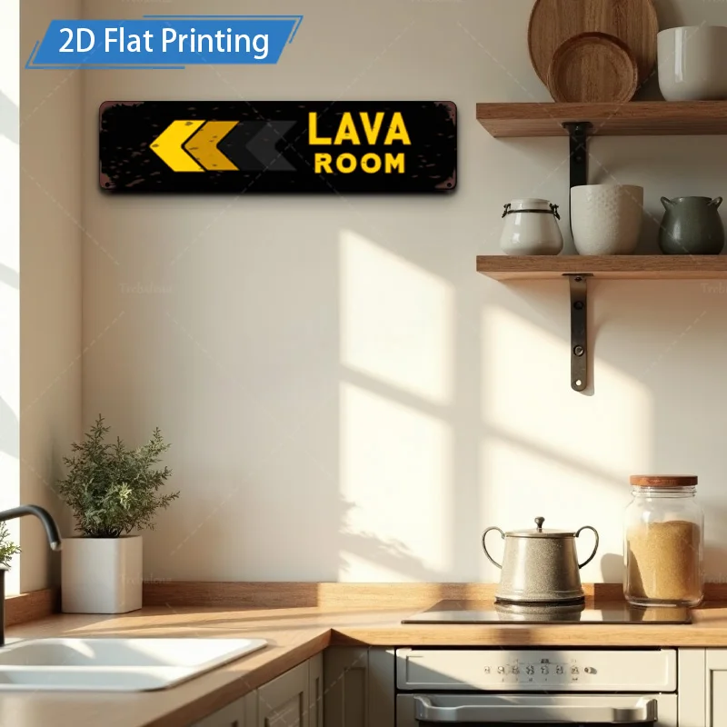 [2D FLAT] ป้ายโลหะ 1 ชิ้น, ป้ายห้องลาวาขนาด 4×16 นิ้ว งานศิลปะติดผนังโลหะ ภาพพิมพ์ 2D แบบแบน สำหรับตกแต่ง