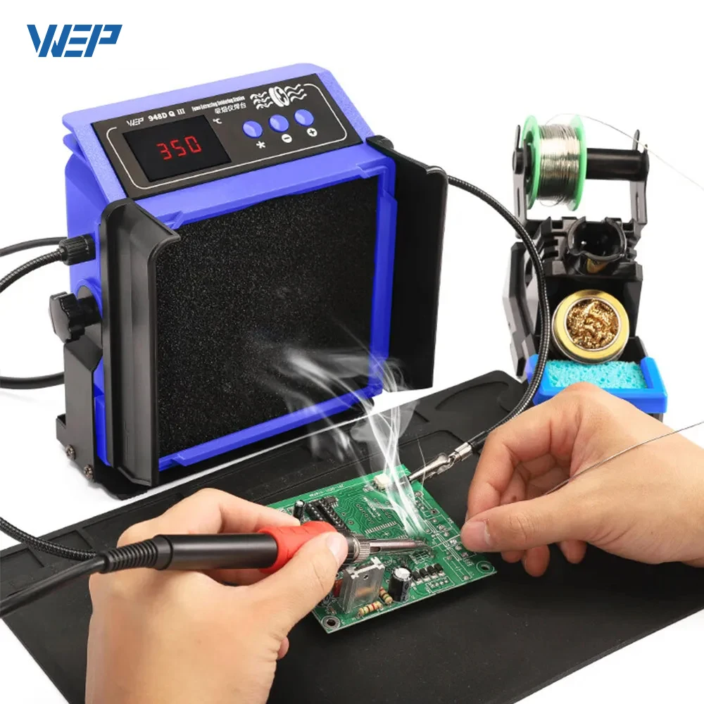 WEP 2-IN-1 Fume Extractor 200W Soldering Iron Station With Helping Hands Double Filtering Solder Smoke Absorber 948DQ I II III