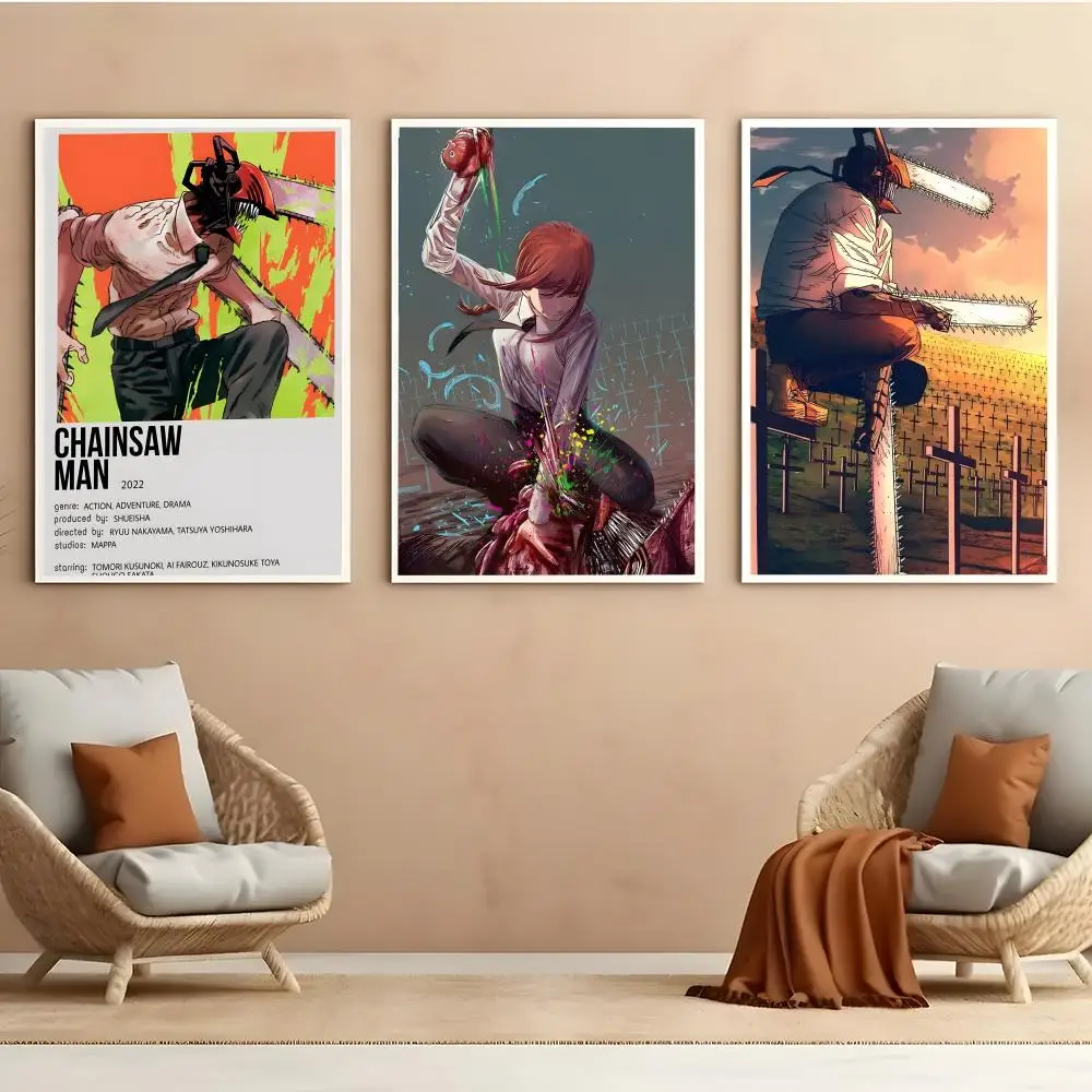 C-Chainsaw Man Poster HD Anime Hot Theme Singer/OST/Movie-Waterproof Self-Stick Home Decor