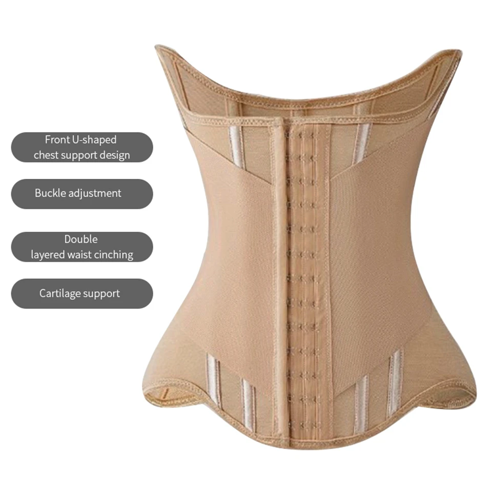 Becirzet Shapewear U-förmiger Taillentrainer Korsett für Damen, Hochkompressions-Body-Reduzierer, Brustlift, Stahlknochen-Taillentrainer – Detail 8