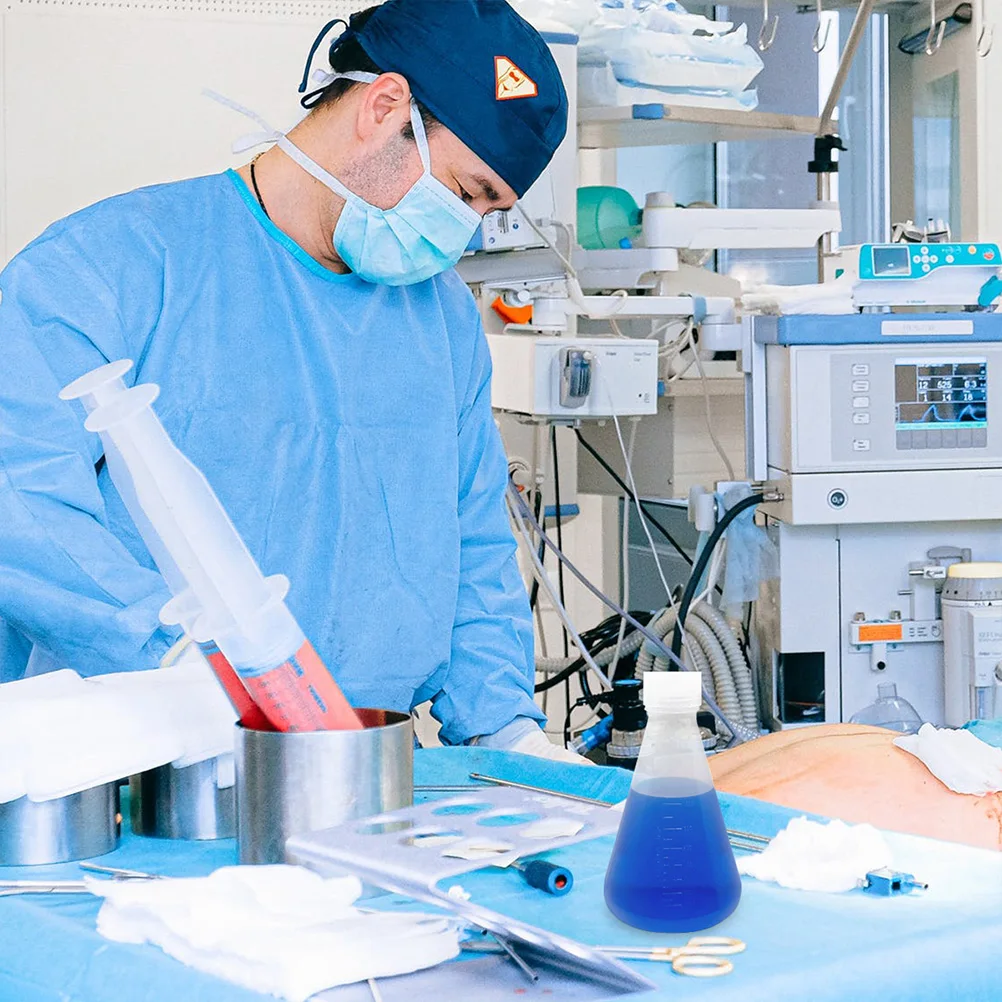 

6pcs Plastic Flask Set Thickened Conical Erlenmeyer Flasks For Science Lab Graduated Chemical Laboratory Supply Experiment