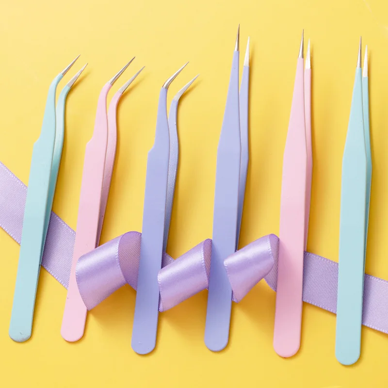 2PC antistatische roestvrijstalen pincetset Precisieonderhoud Industriële reparatie Gebogen thuiswerken Model maken Handgereedschap