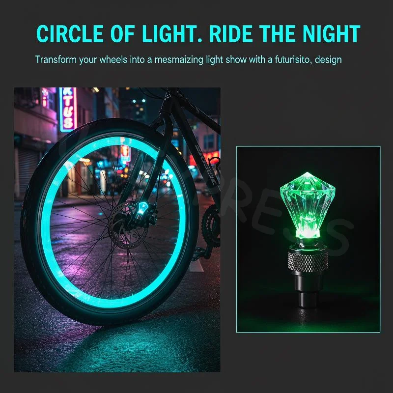 Waterproof Colorful Flashing LED Bike Tire Valve Lights 2 Pcs Diamond Design for All Type Bikes Cycling Accessories