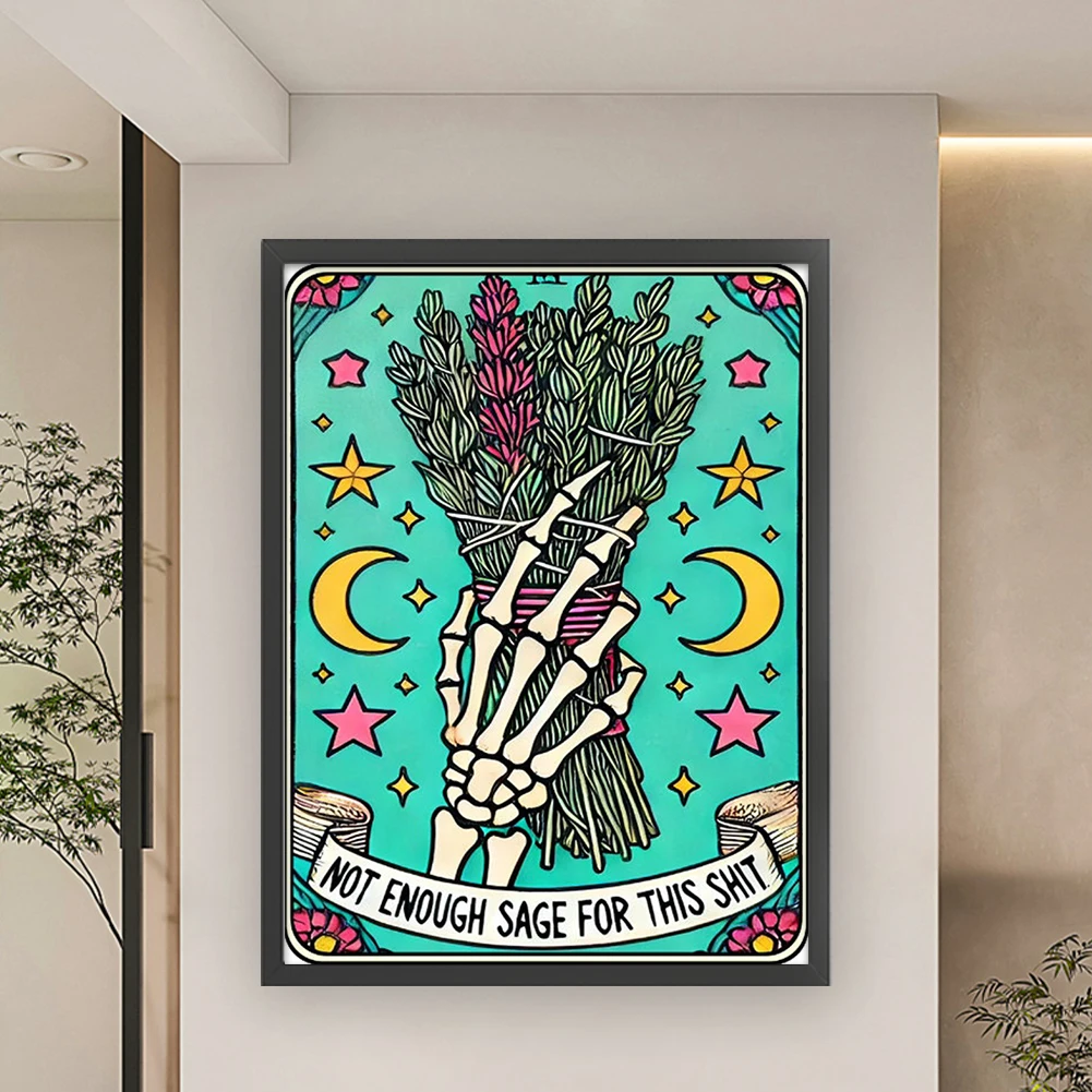 

Полная вышивка Эко-хлопковая нить 11CT Принт Скелет Таро Вышивка крестиком 50x65см