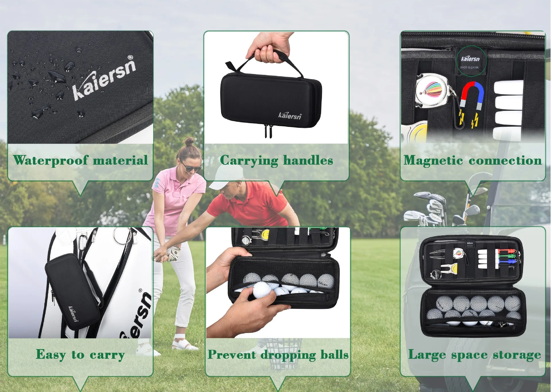 Golf Ball Storage Box With Hook Glove Holder Golf Sport Accessory Storage Protect For Men Women Golfer