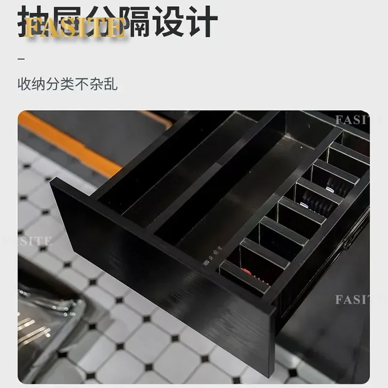For Men Hair Retro Oil Head Cutting Shampoo Mirror Cabinet Integrated High-end Barber Shop Furniture Wall Mounted