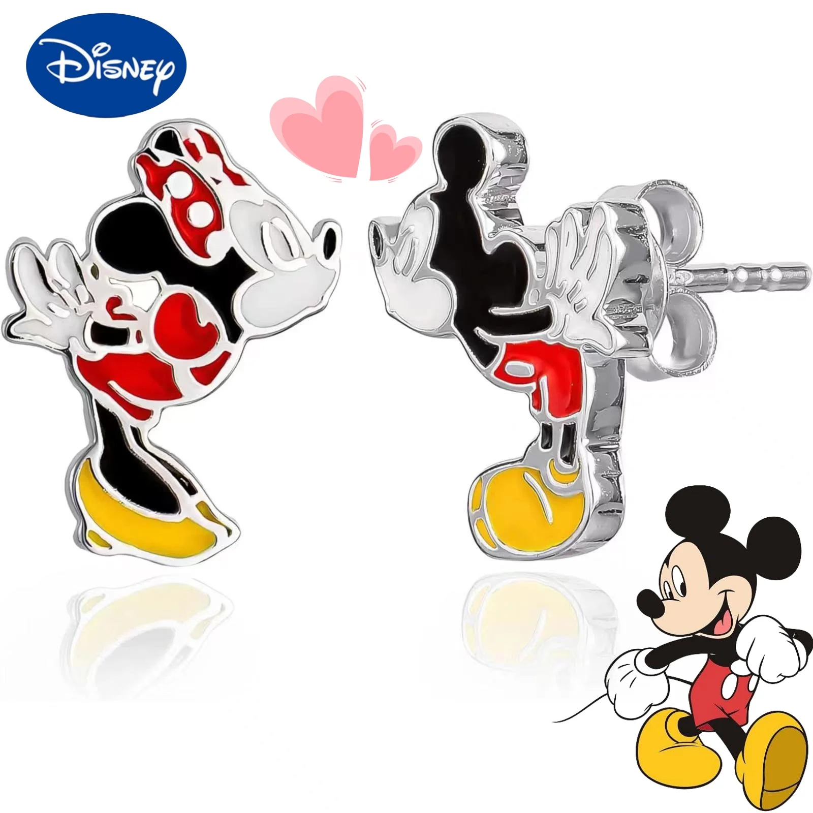 Disney Mickey Minnie Mouse Earrings Sterling Silver Needle Simple High Quality Earring Female Jewelry Fashion Accessorie Gift