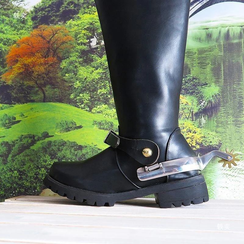 Espinhos de botas de equitação anti-ferrugem esporas de cavalo ocidental de aço inoxidável com equipamento de engrenagem giratória equipamento equestre