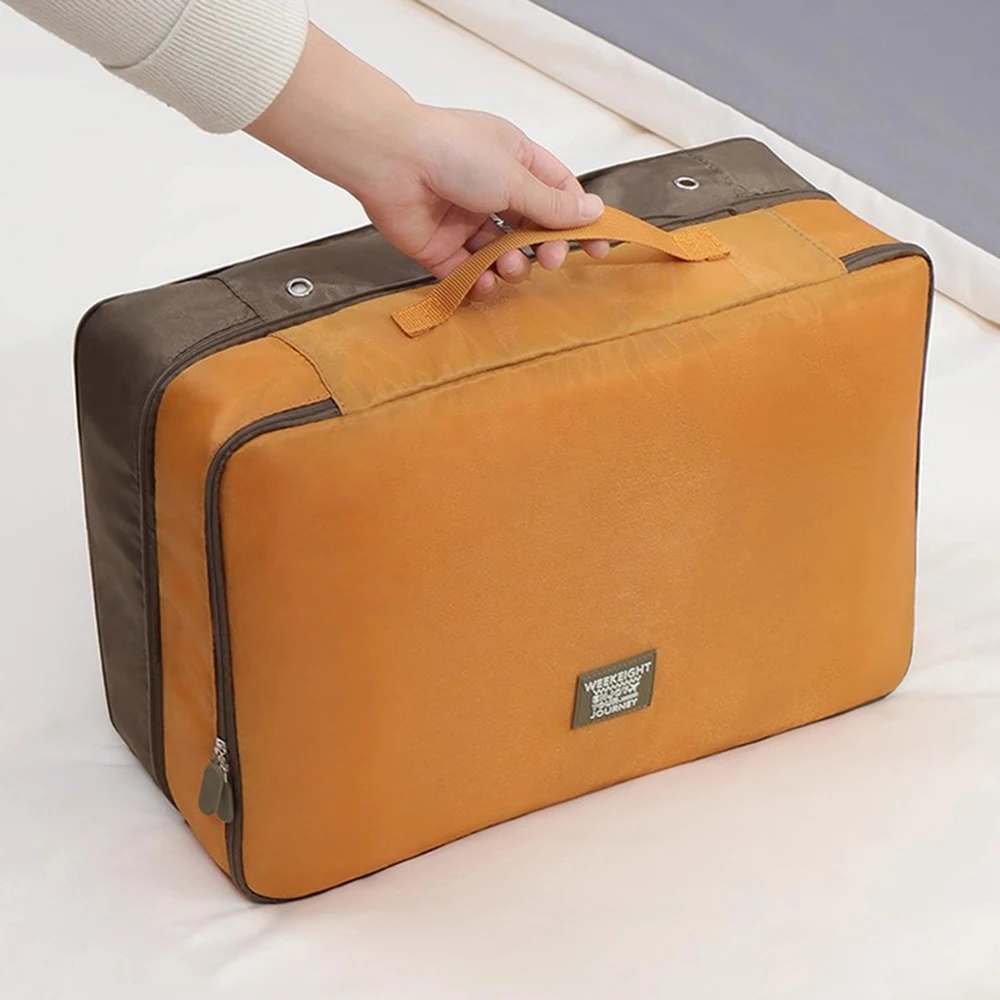 

Creative two-color spliced travel clothing storage bag, double-layer compressed travel clothing storage bag