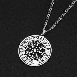 Vintage Men łańcuchy Viking Rune kompas wisiorek naszyjnik dla akcesoria dla mężczyzn Amulet ze stali nierdzewnej biżuteria prezenty kołnierz hombre