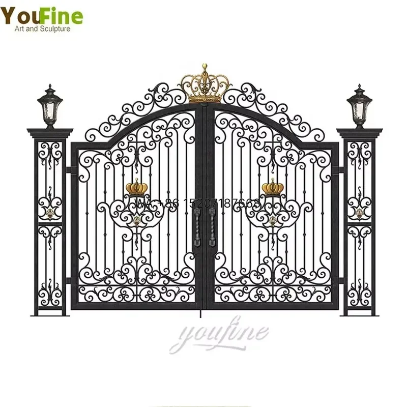 Wmwmnu French Style Wrought Iron Gate for Home Garden Entrance Decorative Metal Fence Door Security Barrier Outdoor Courtyard