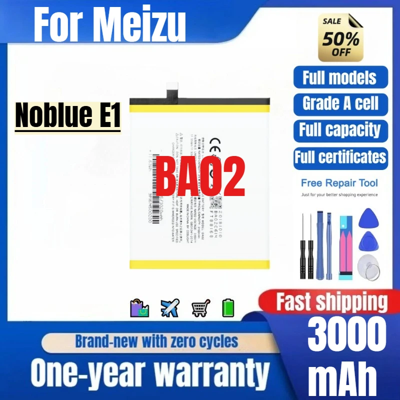 

BA02 for Meizu Noblue E1 Phone Battery 0 Cycle High Quality High Capacity Battery Replacement Bateria Grade A Cell with Tools