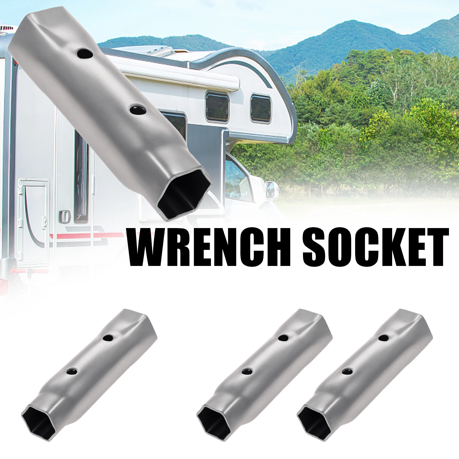 

27/38mm Carbon Steel RV Water Heater Wrench Auxiliary Water Heater Hex Socket Compact Anode Rod Hex Wrench for RV Camper
