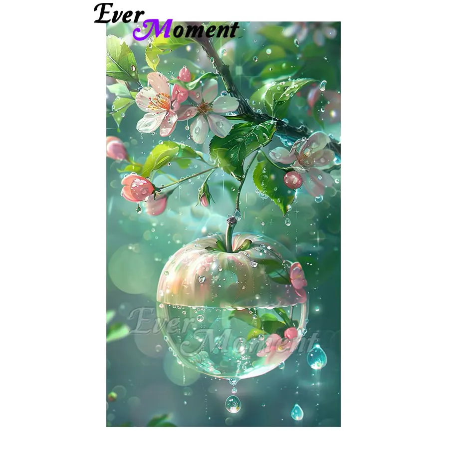 

Flowers Leaves Raindrops Apple Diamond Painting Landscape Modern Craft Picture Decor For Home ASF2918