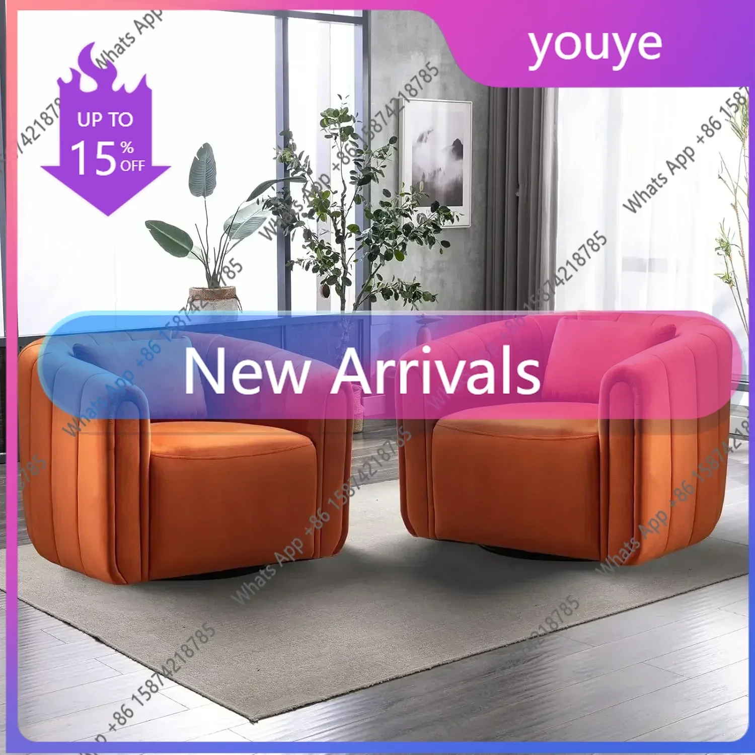 X Swivel Barrel Chair Set Of 2 With Plump Pillow, Modern Channel Dutch Velvet Accent Chair, Comfy Round Armchair, Swivel Accent
