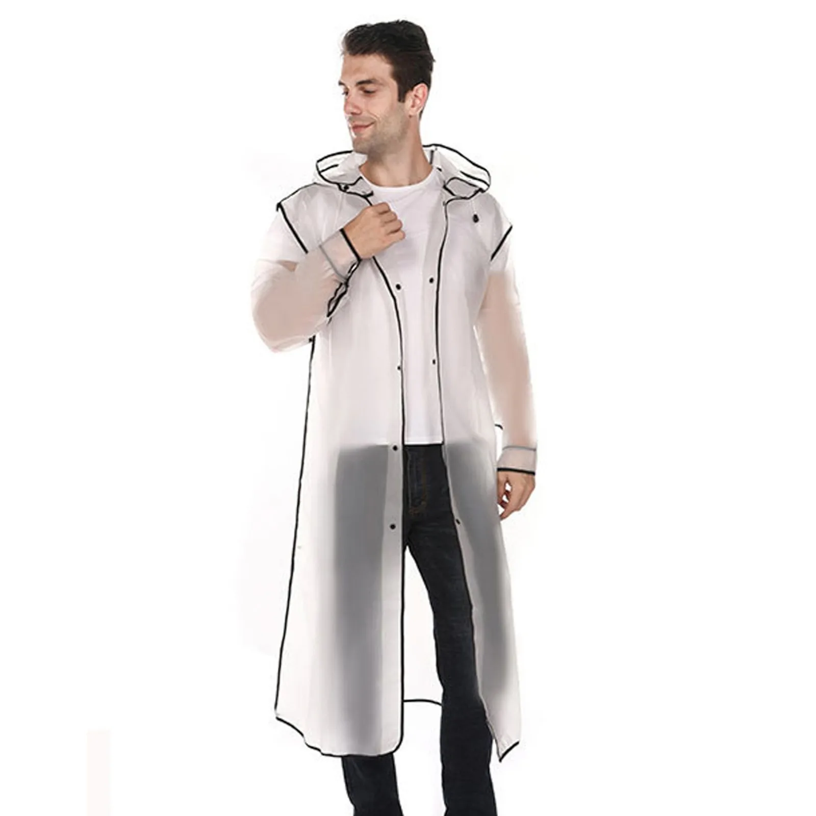 Imperméable long imperméable pour adultes, manteau de pluie à capuche pour femmes et hommes, randonnée en plein air, voyage, pêche, escalade, épaissi, mode