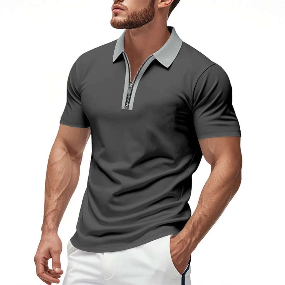 

Men's Short-sleeved Polo Shirt Half Zipper Summer Breathable Casual T-shirt Lightweight Golf Tennis Sprots Tops Streetwear