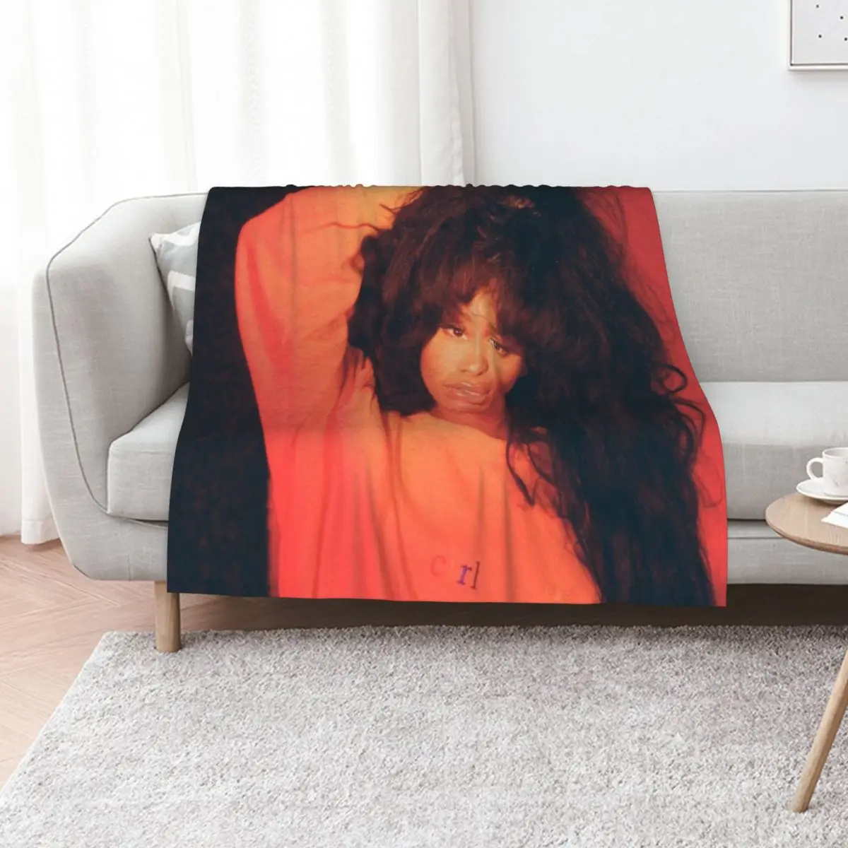 

Sza in Red Throw Blanket Flannel Comforter Plaid on the sofa Beautifuls Blankets