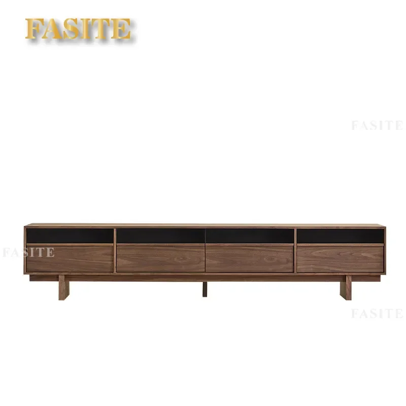 For Medieval Walnut TV Cabinet Solid Wood Simple Living Room Storage Floor Console Table Apartment Household Furniture