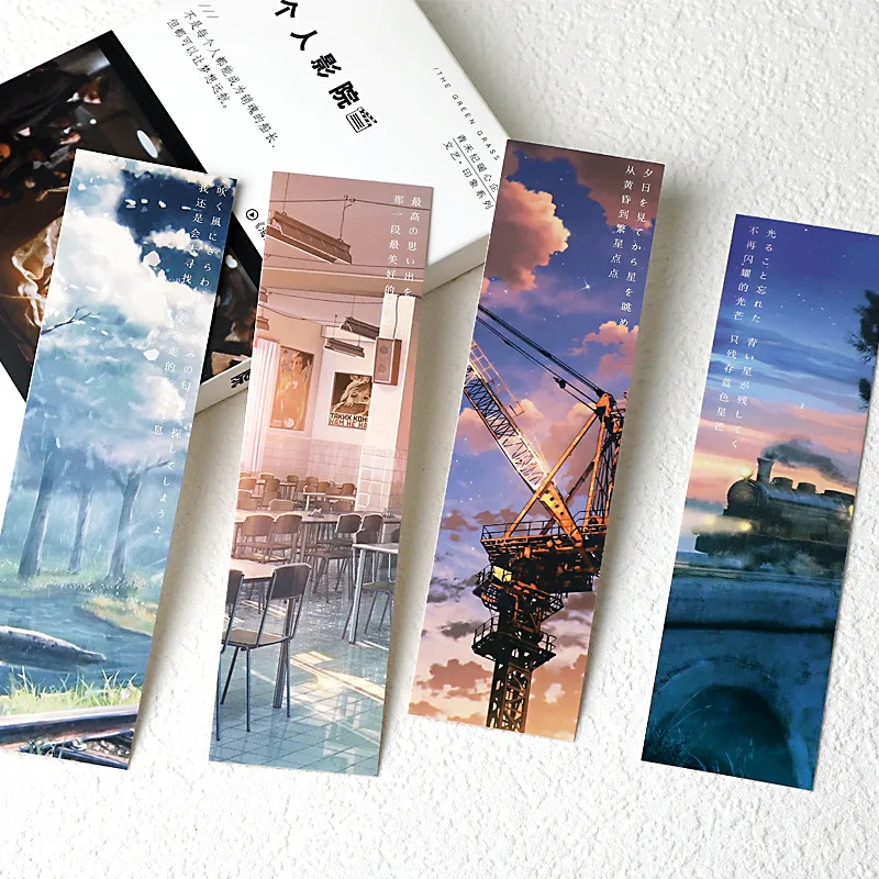 Boxed Paper Bookmarks, Watercolor Fresh Hand Drawing Page Markers, Lovely Cartoon Art Book Cards, Stationery Gift for Students