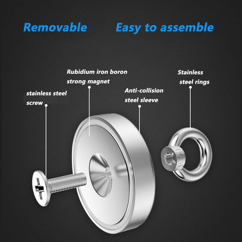 XFN super silná rybaření magnetem těžký celní poplatek sytý neodym magnetem N52 s zapuštěný díra eyebolt pro salvage magnetický hrnec