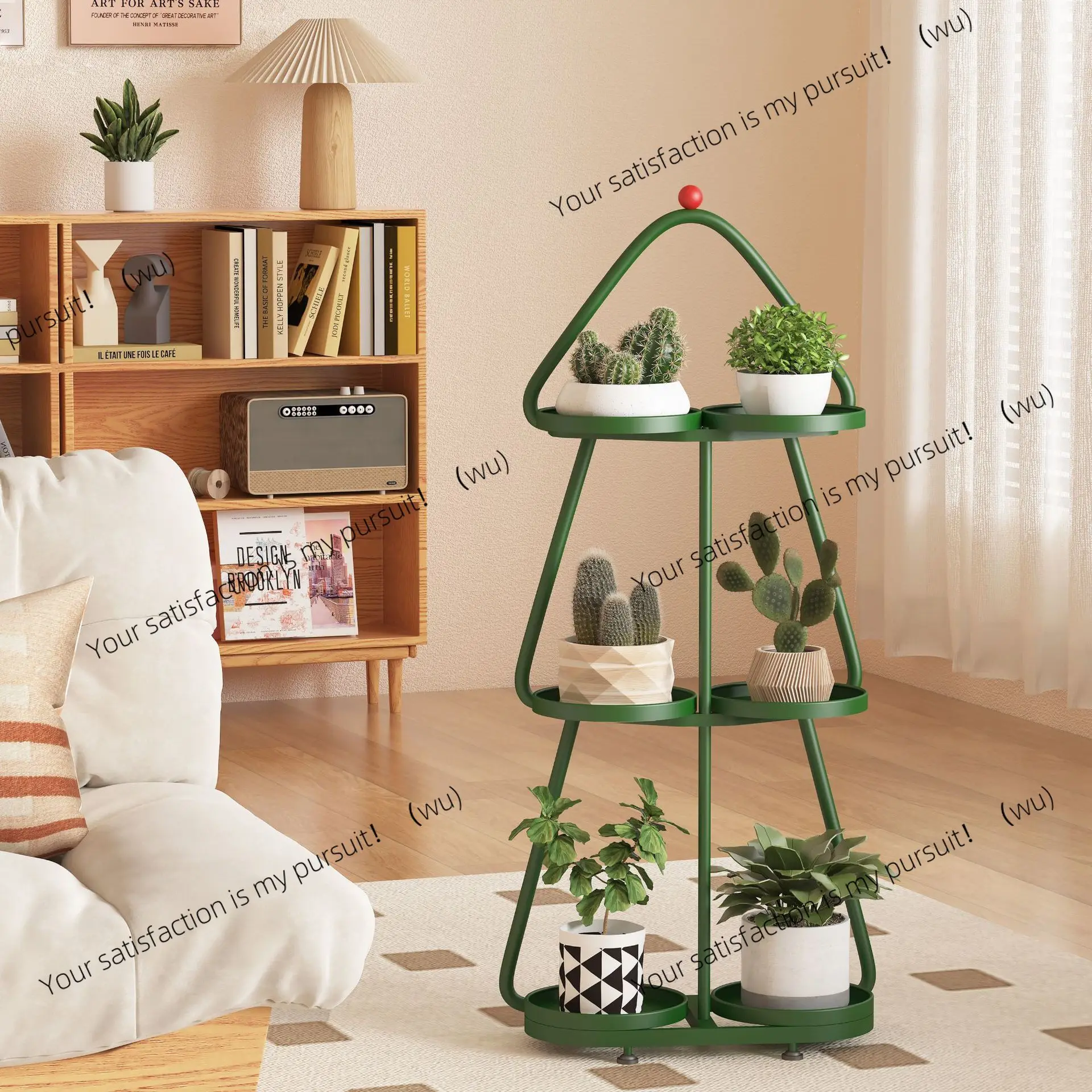

Christmas double plate rack shelf balcony living room floor-to-ceiling new multi-layer movable succulent wrought iron flower pot