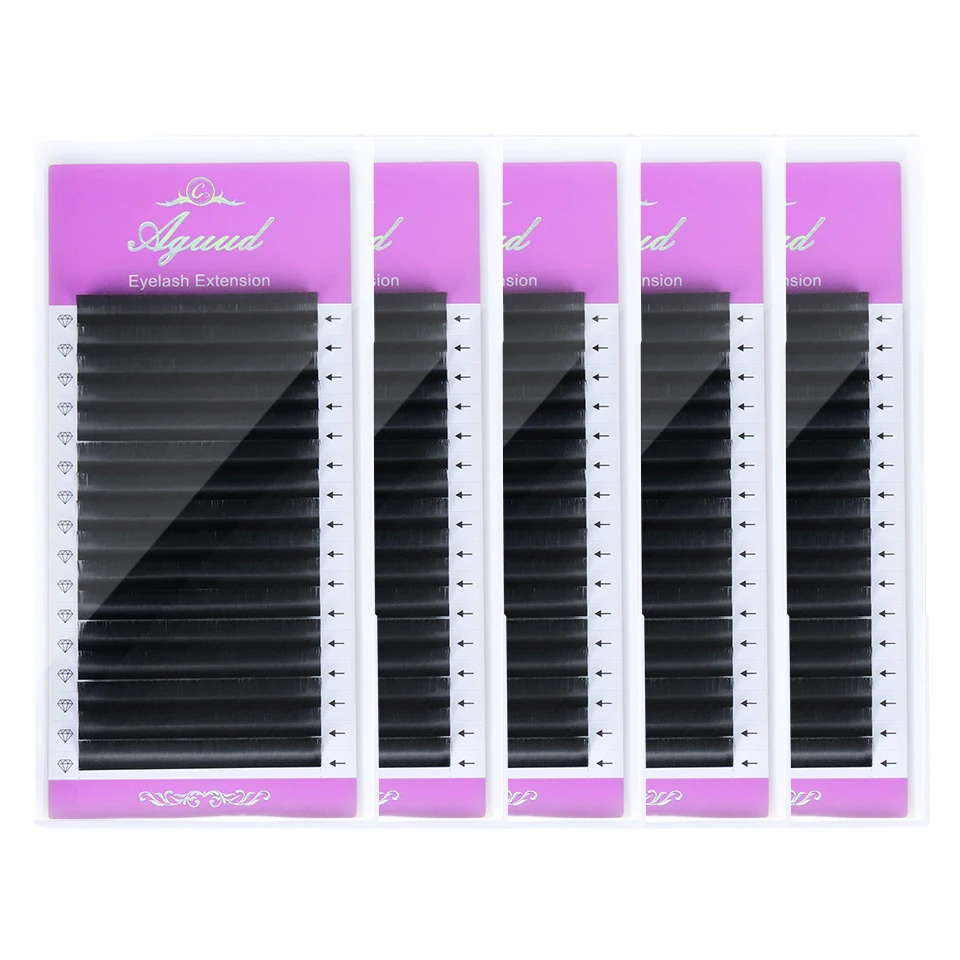 AGUUD 5 trays/lot NEW Super Matte Black Individual Eyelashes Extension Premium Faux Mink Natural Soft Mega Volume Classic Lashes