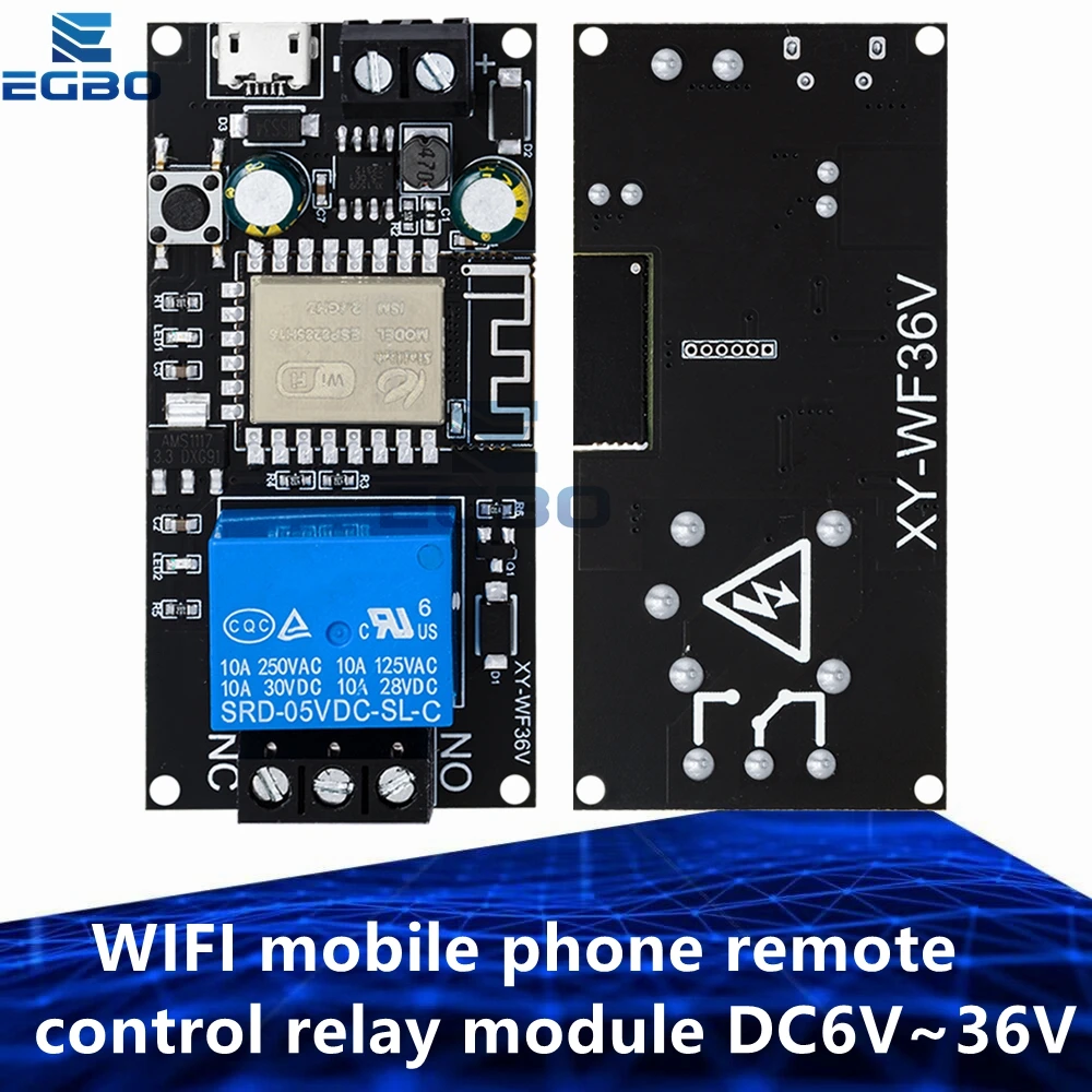 EGBO Sinilink WIFI mobile phone remote control relay module DC6V~36V smart home phone APP ESP-12F XY-WF36V