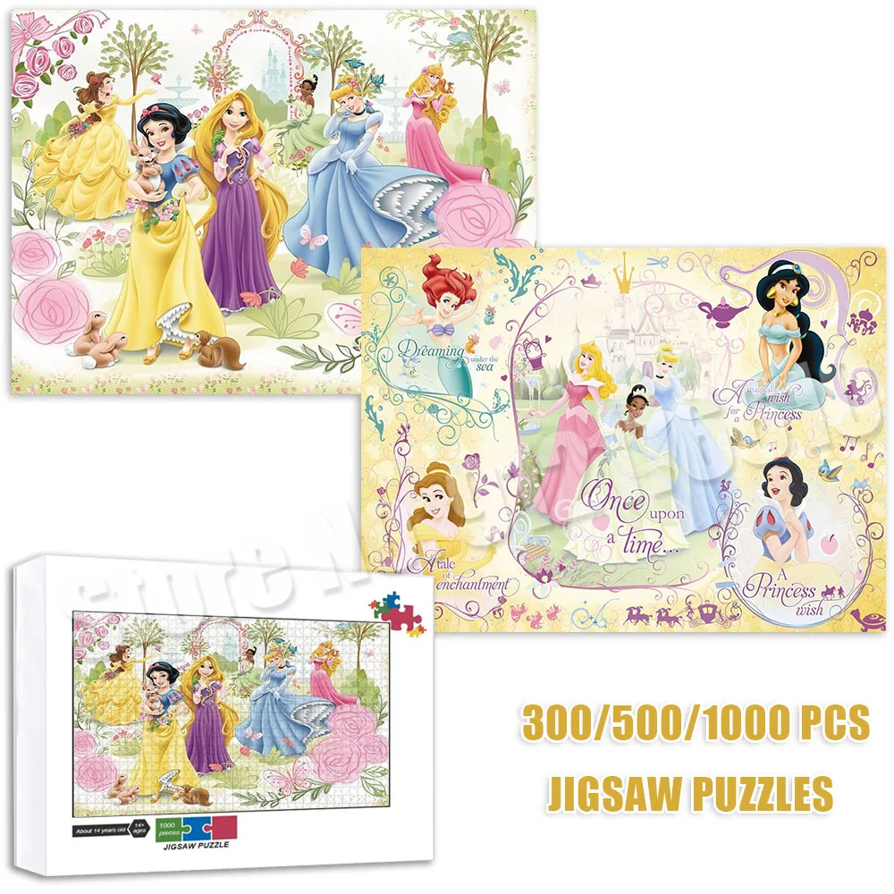 

Disney Princess Art Puzzles 300/500/1000 Pieces Jigsaw Puzzle Creative Pictures Educational Toys Fun Family Game for Kids Adults