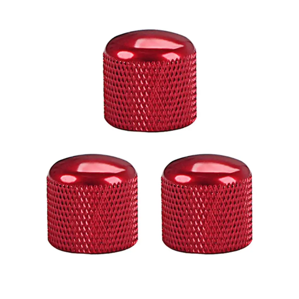 Red Metal Volume Knob Button Caps for Electric Guitar Bass Speed Control Replacement 6mm Fixing