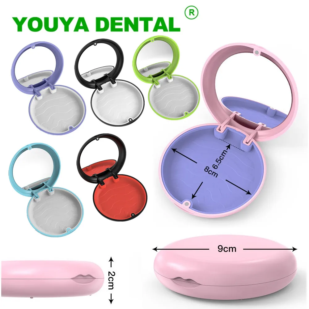 5pcs Dental Retainer Case With Mirror Fake Teeth Orthodontic Case Mouth Guard Denture Storage Box Oral Care Supplies Organizer