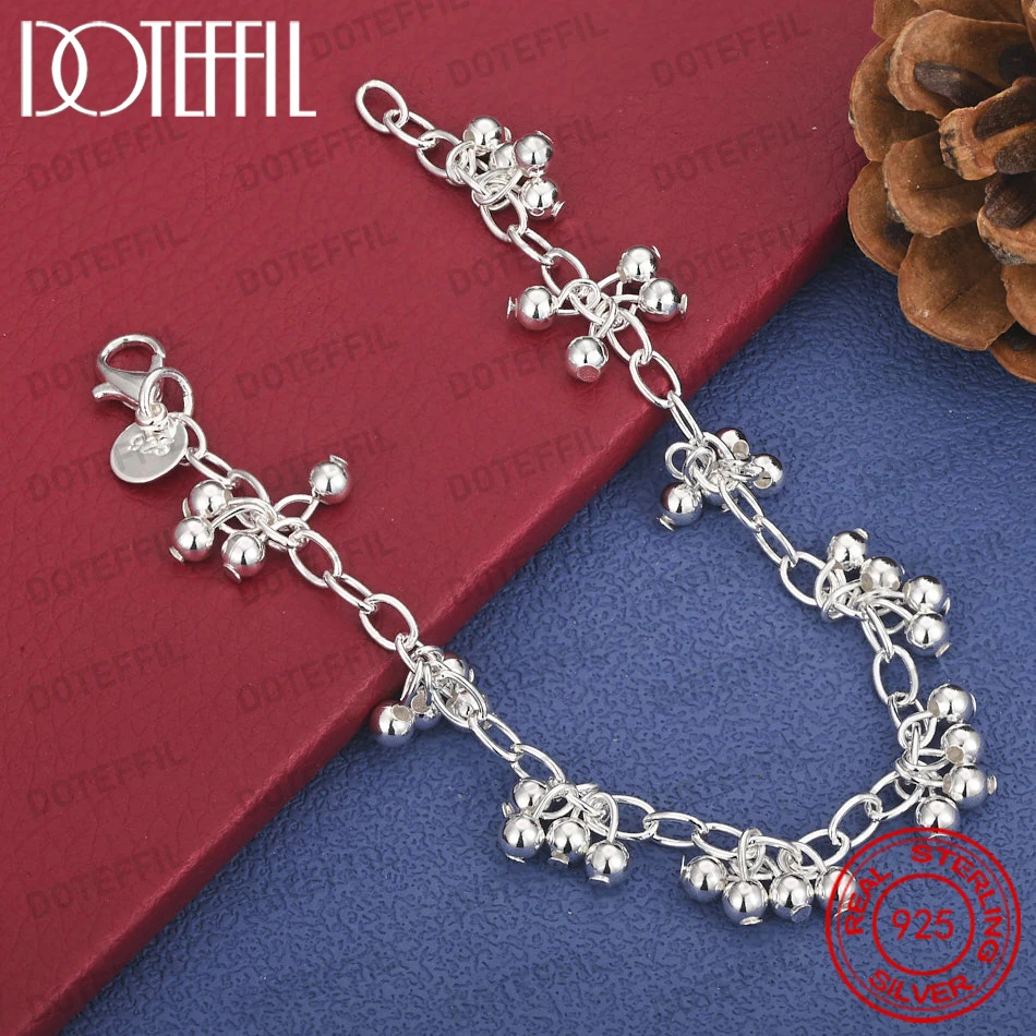 925 Sterling Silber 8-Zoll Zartes Mehrfach-Glockenarmband, Modisches Damen-Accessoire für Partys und Hochzeiten