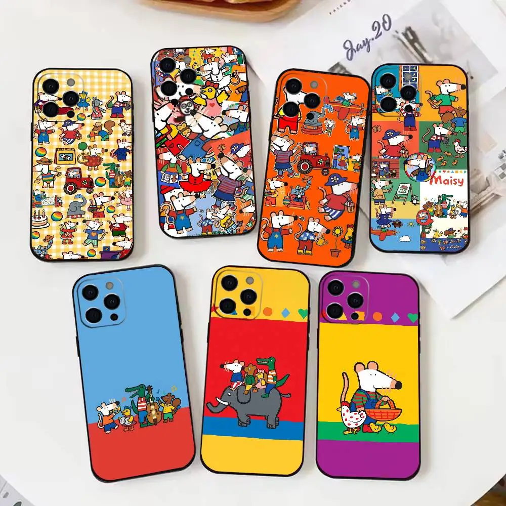 Mouse Playful Universe Phone Case For iPhone 17,16,15,14,13,12,11 Plus,Pro Max,XS,Soft Silicone Black Cover