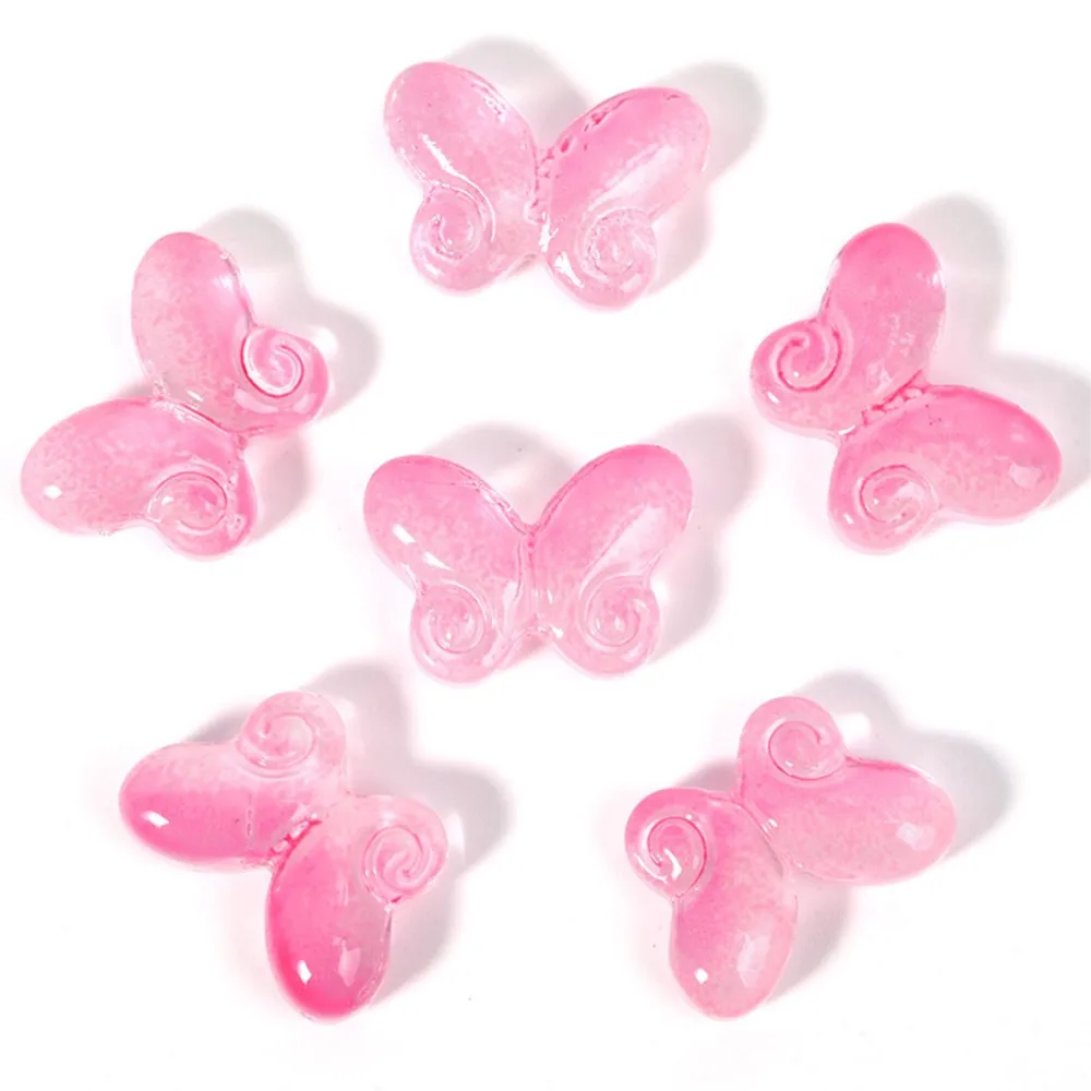 10Pcs 10.2x14.5mm Gradual Color Cute Butterfly Glass Charm Spacer Beads For DIY Necklace Bracelet Jewelry Making Findings