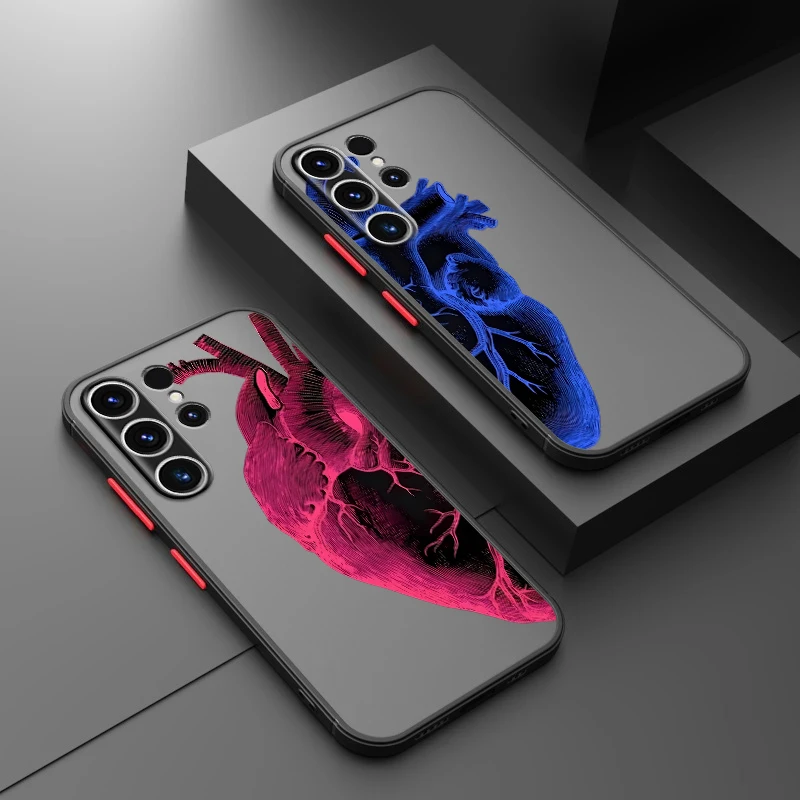 

Red And Blue Heart Funda Back Phone Cover Case for Samsung Galaxy S26 S22 S23 FE S21 Note 20 Ultra 10+ S25 Ultra S24 Plus S20 FE