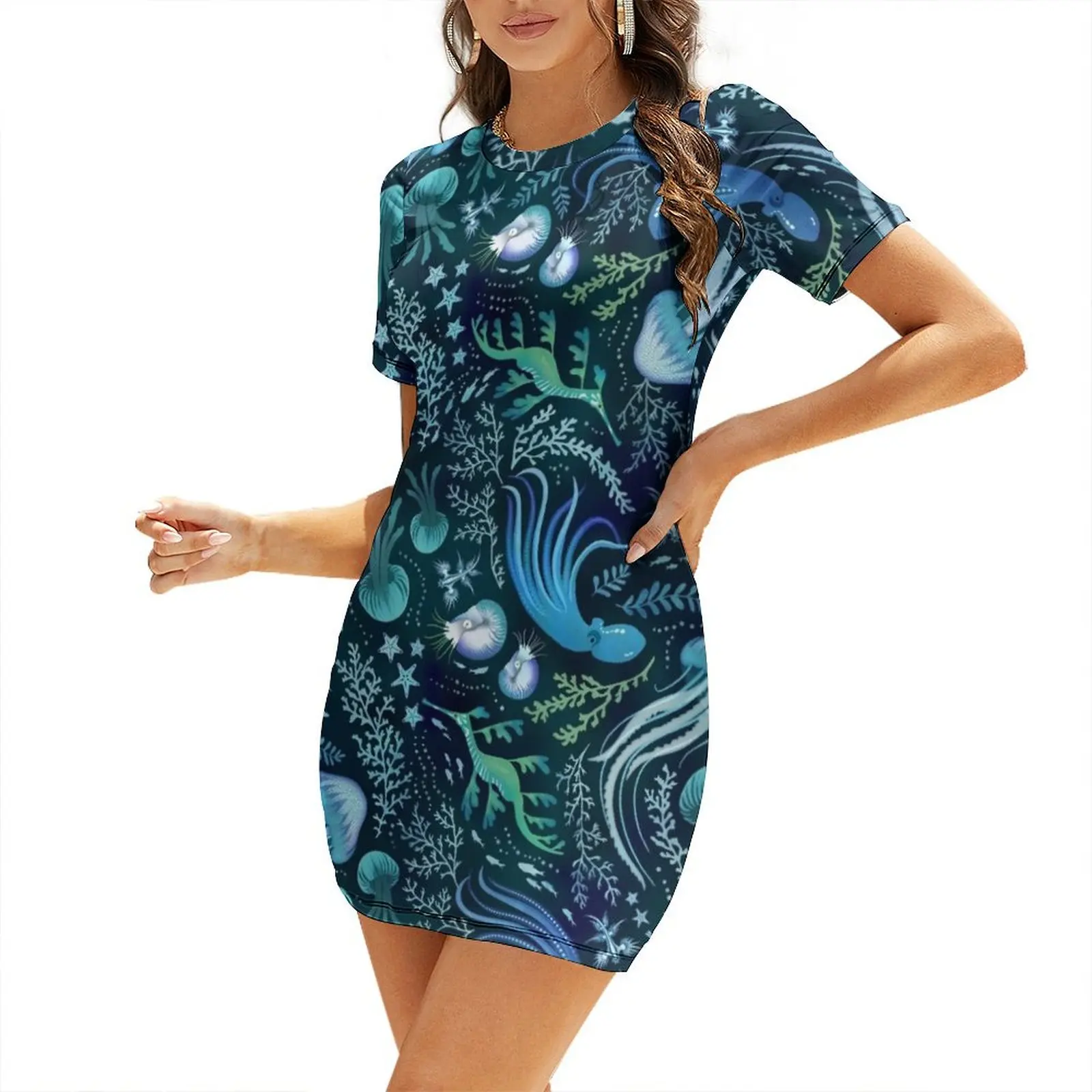 

Ocean Beauty teal and blue Short Sleeved Dress Party dresses Party dresses for women Dress