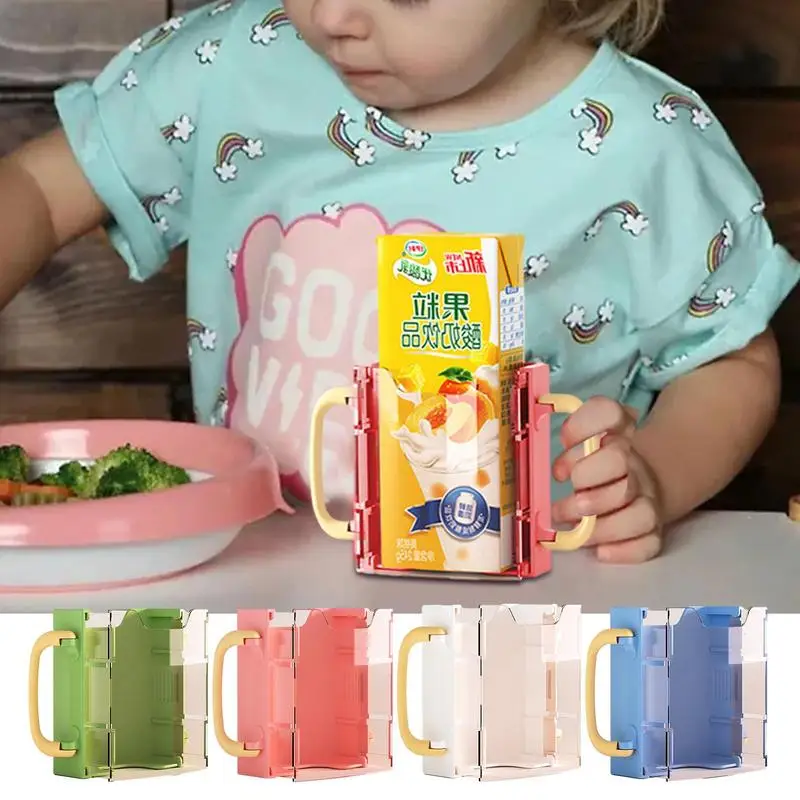 Food Pouch Holder No Squeeze Adjustable Juice Bag Spill Resistant With Handles Portable Toddler Cup Holder For Milk Boxes