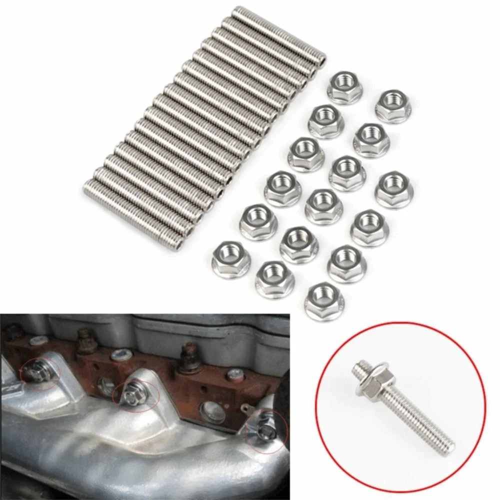 Stainless Steel Exhaust Manifold Bolt High Strength Heavy Duty Engine Replacement Hardware Corrosion Resistance