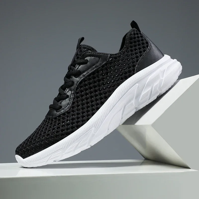 MAEDEF Summer Men\'s Casual Flats Shoes Hollow Mesh Sneakers Men Trendy Lightweight Gym Shoe Lace Up Breathable Mens Trainers Men