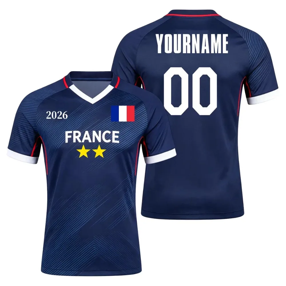 Summer Sports Football T-shirt France Flag Print Football Jersey Men's Casual Tee Shirt Breathable Men Women Short Sleeves Top