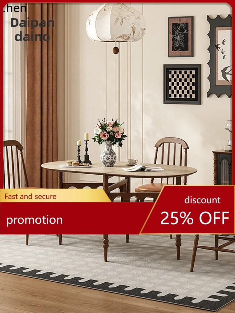 

ZML Dining Table Extendable Convertible Round Table Rock Slab Living Room Home Dining Table Small Apartment