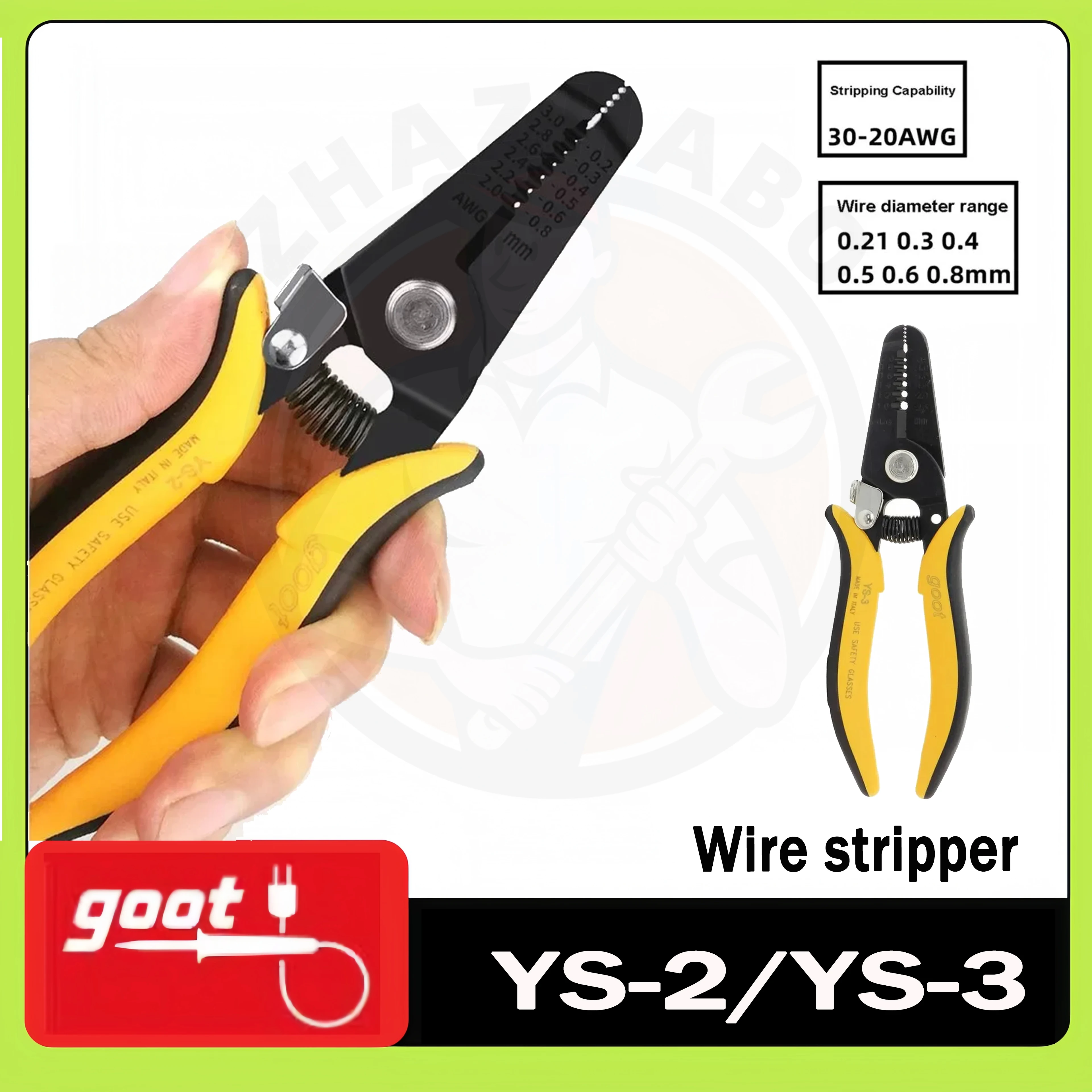 

Goot YS-2/YS-3 - 0.21-2.59 mm (AWG10-30) Multifunctional wire stripper, electrician's tool