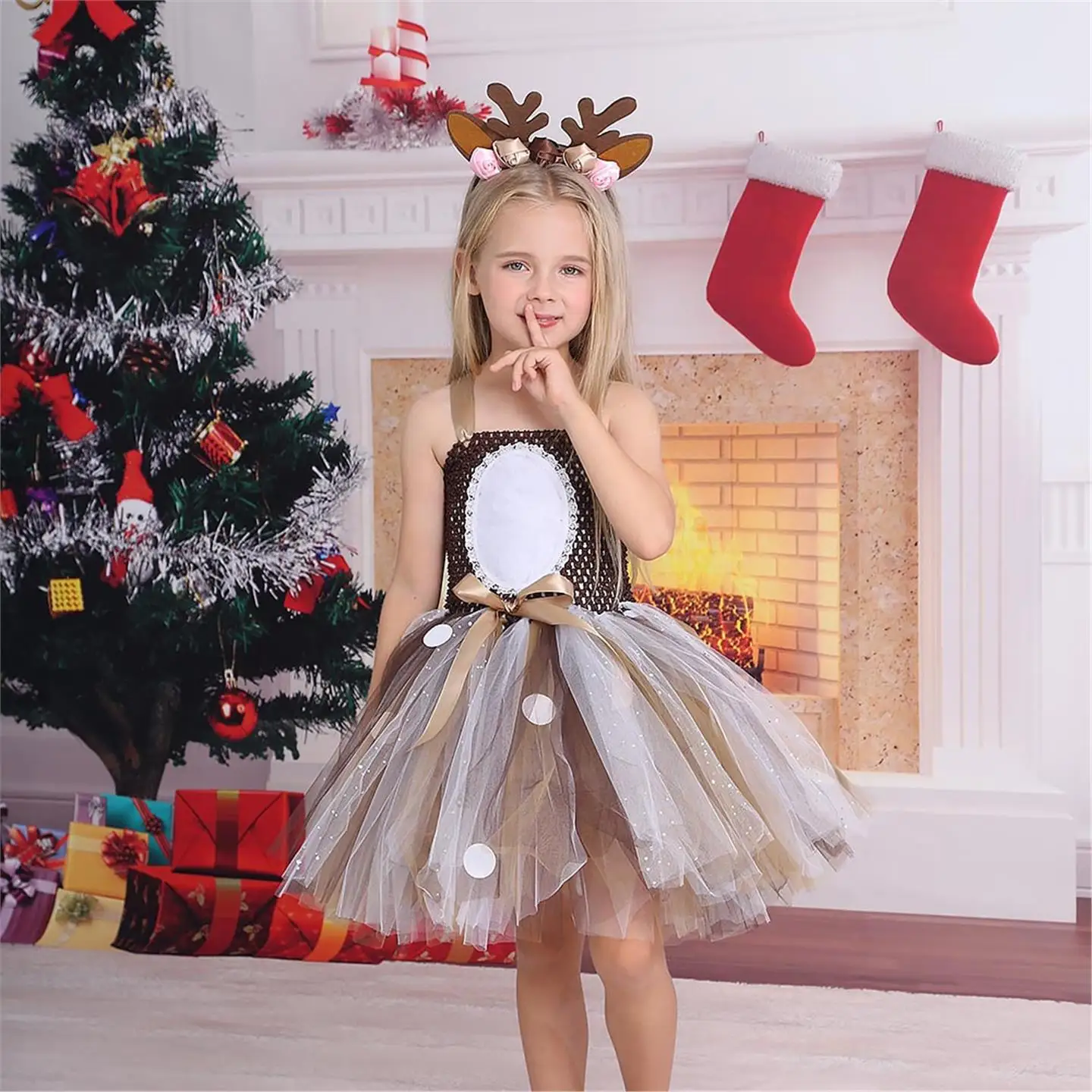 

Костюм принцессы оленя, юбка, детское платье-пачка на Хэллоуин, наряд для выступлений с изображением животных, летняя моя для девочек