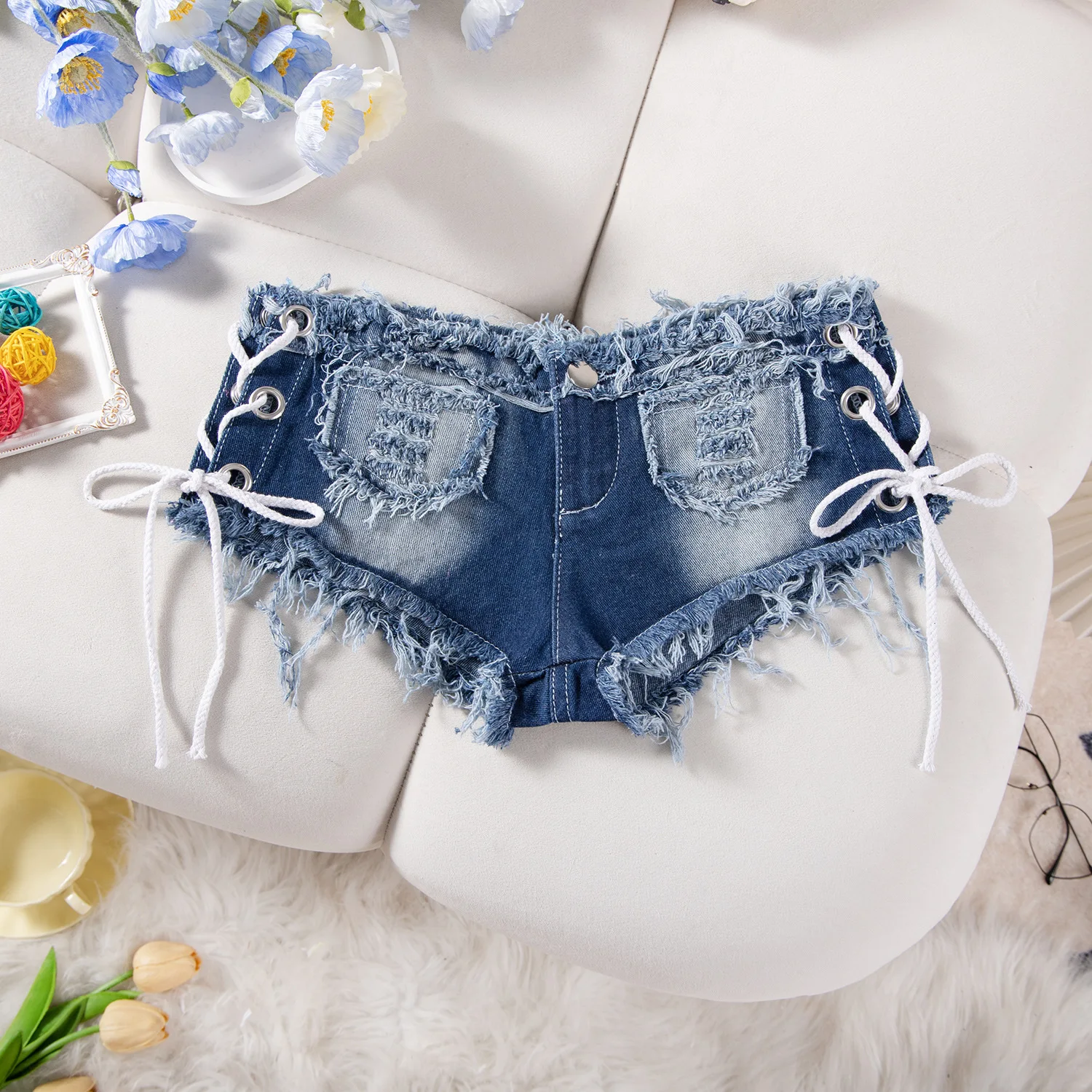 

616#Cross border European and American style low waist sexy slimming summer hip hugging jeans women's denim shorts hot pants
