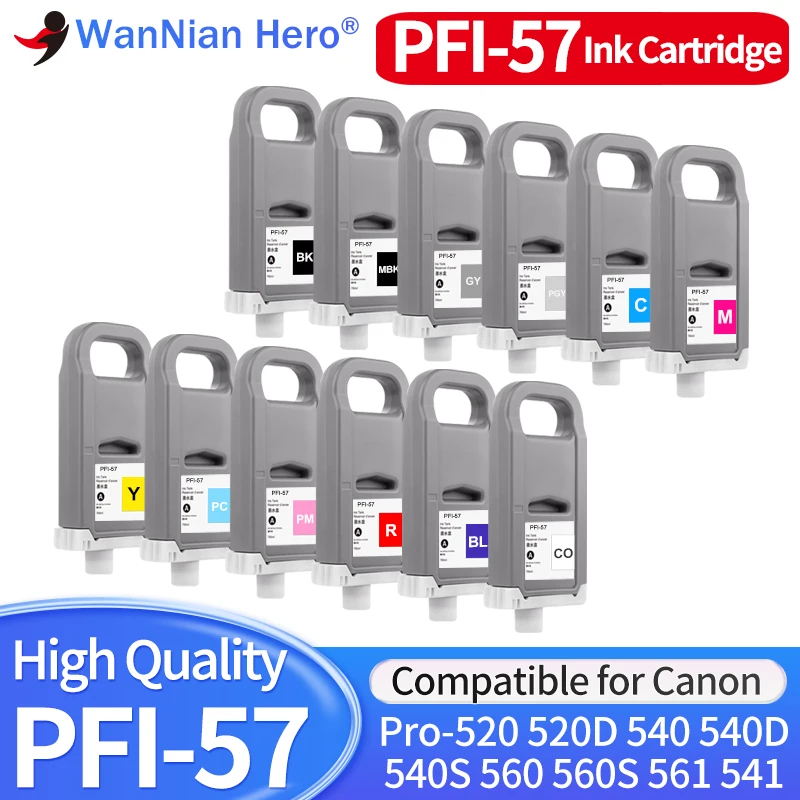 

700ML PFI57 PFI-57 Ink Cartridge Compatible For Canon Pro-520 pro520D 540 540D 540S 560 560S 561 pro541 printer Color With Chip