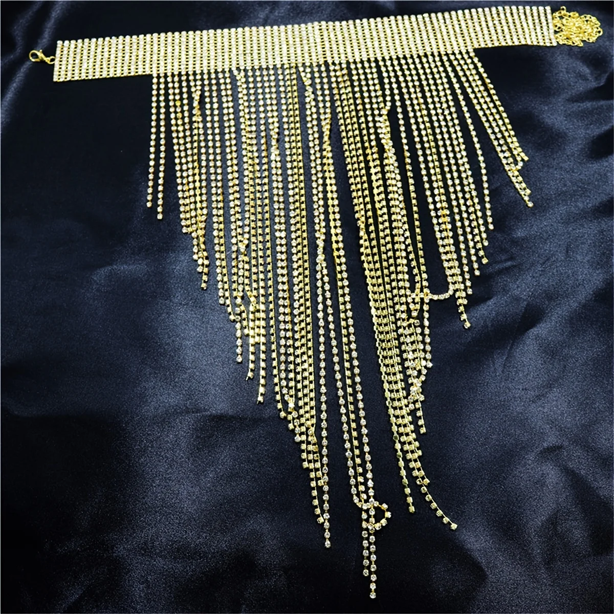 Sexy Shiny Long Tassel Luxurious Rhinestone Necklace Jewelry Fashion Luxury Party Banquet Jewelry Wear Body Sexy Accessories