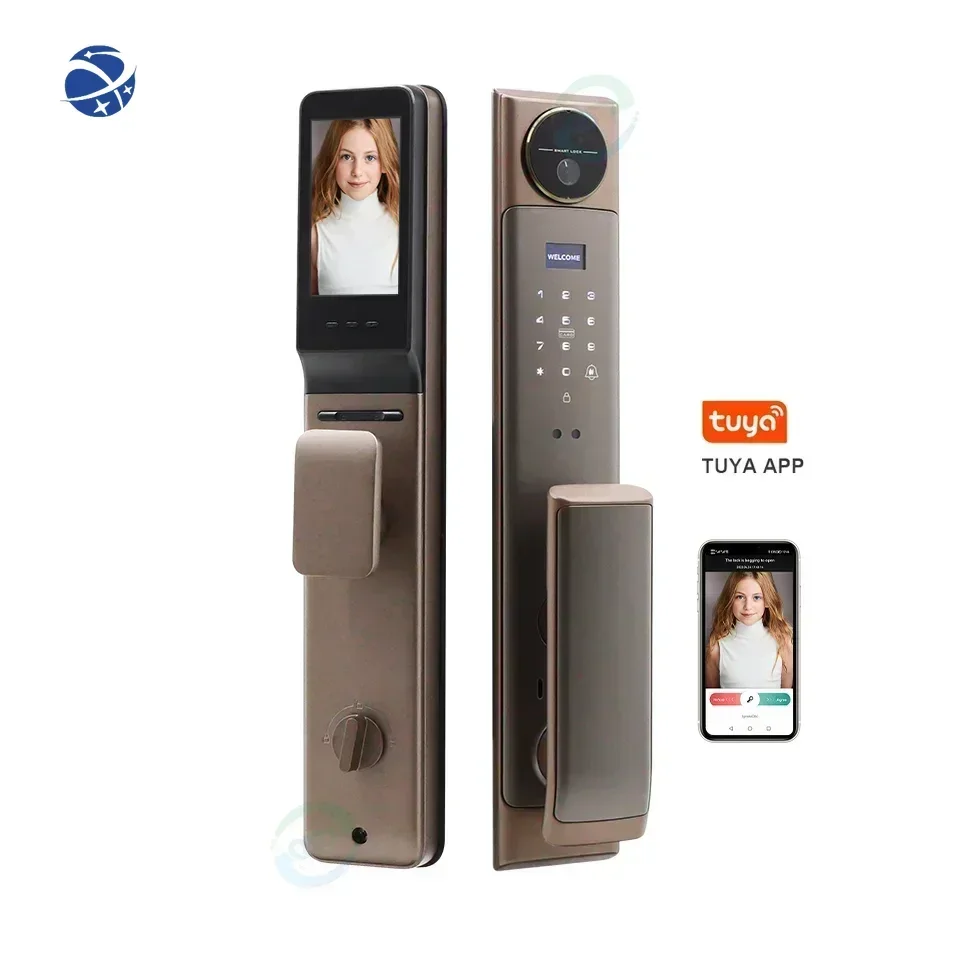 คุณสมบัติใหม่ปาล์มหลอดเลือดดําปลดล็อค WiFi Video Call 3D Face Recognition Smart Lock ภายนอกประตูหลักสมาร์ทล็อคกล้องอัตโนมัติ