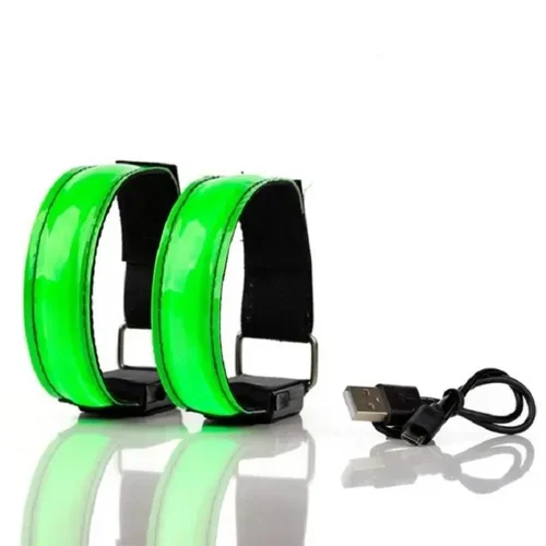 Brazalete para correr de noche para deportes al aire libre, lámpara LED, cinturón de seguridad recargable por USB, pulsera de advertencia para brazo y pierna, luz para bicicleta y ciclismo