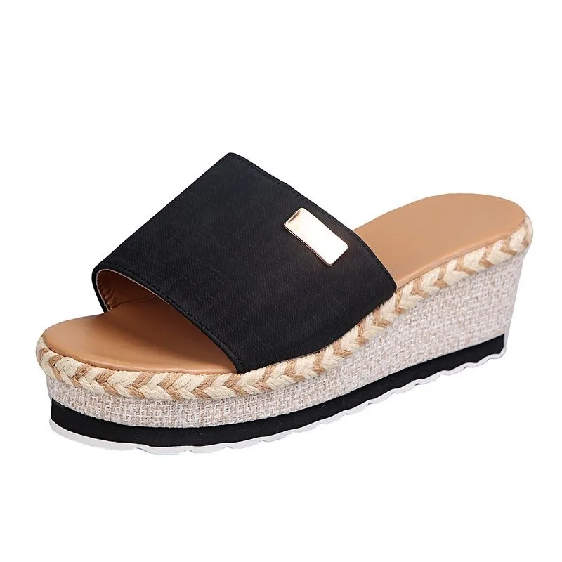 Damen High Heel Sandalen, Damen Pantoletten mit dicker Sohle, lässige Sommersandalen, neue Keilabsatz-Sandalen, Damenschuhe, Damen Plateau-Pantoletten – Detail 7