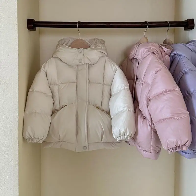 

Autum Winter Children Warm Jacket Toddler Thickened Outerwear Boys Girls Solid Hooded Coat Children Windproof Overcoat Snowsuit
